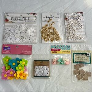 Assorted Flower Pearl Stars Crafting Embellishments NEW Bundle of 7